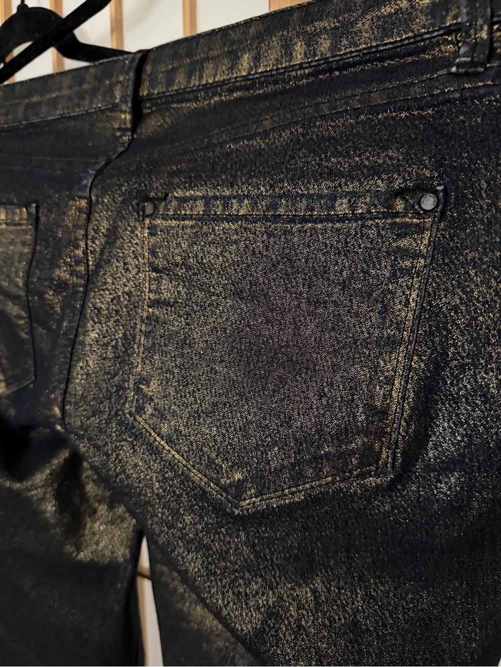 Club Monaco Black Gold Metallic Skinny Pants